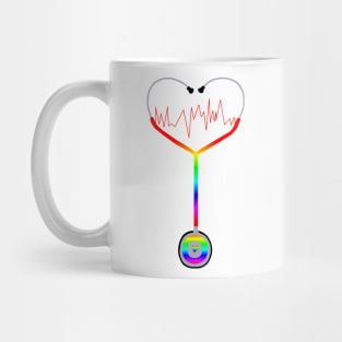 Rainbow Heartbeat Stethoscope Mug